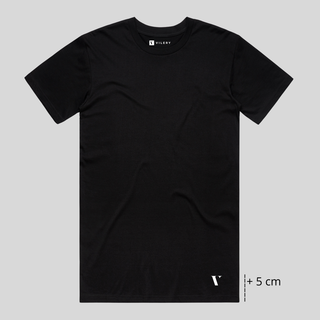Custom-Fit Essential T-Shirt - Black (Long +5 cm)