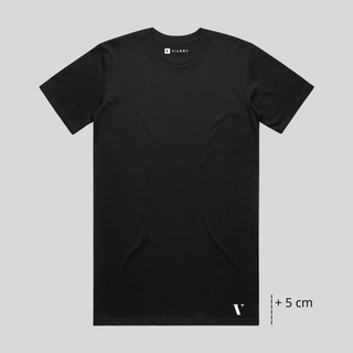 Custom-Fit Premium T-Shirt - Black (Long +5 cm)