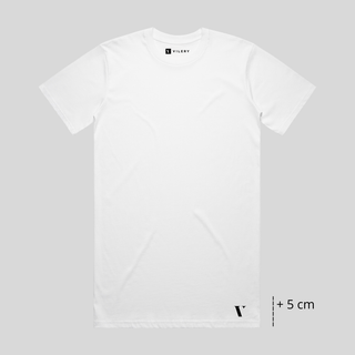 Custom-Fit Essential T-Shirt - White (Long +5 cm)